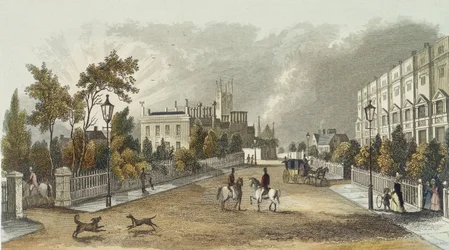 Lansdown Terrace, Cheltenham, gegraveerd door D. Eichbaum, c.1840